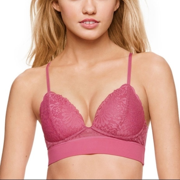 LAST ONE!! Victoria's Secret Pink Lightly Lined Floral Lace Bralette Size Small - Picture 1 of 12
